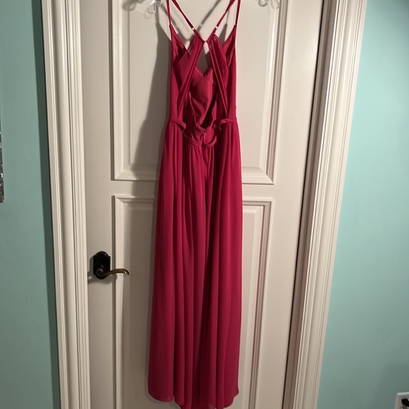 Azazie - Dominic - A-Line Pleated Chiffon Floor-Length Dress - Fuchsia - 4 - EUC - Picture 12 of 12